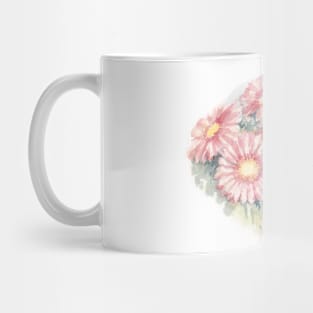 Pink Gerbera Hybrida. Watercolor Illustration. Mug